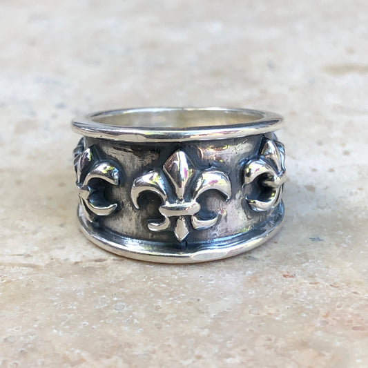 Sterling Silver Antiqued Fleur de Lis Ring Size 9, Sterling Silver Antiqued Fleur de Lis Ring Size 9 - Legacy Saint Jewelry