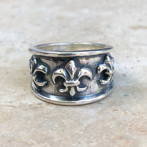 Sterling Silver Antiqued Fleur de Lis Ring Size 9, Sterling Silver Antiqued Fleur de Lis Ring Size 9 - Legacy Saint Jewelry