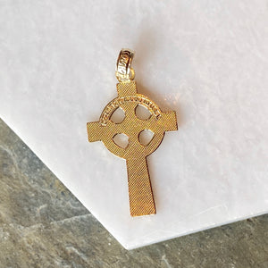 14KT Yellow Gold Textured Celtic Cross Pendant Chain Necklace, 14KT Yellow Gold Textured Celtic Cross Pendant Chain Necklace - Legacy Saint Jewelry