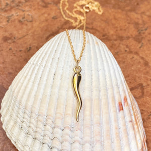 14KT Yellow Gold-Filled Italian Horn "Corno" Pendant Chain Necklace