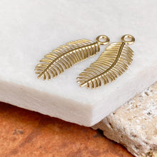 Load image into Gallery viewer, 14KT Yellow Gold Detailed Feather/ Leaf Earring Charms