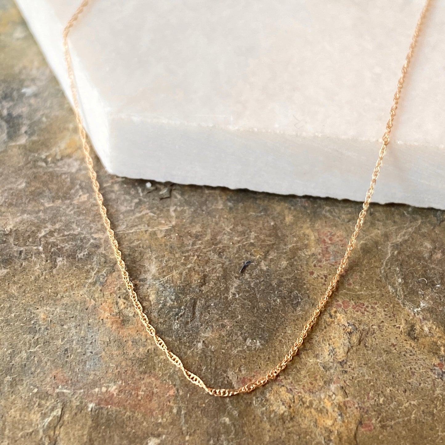 14KT Yellow Gold Thin Rope Chain Necklace .50mm, 14KT Yellow Gold Thin Rope Chain Necklace .50mm - Legacy Saint Jewelry