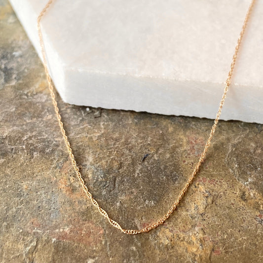 14KT Yellow Gold Thin Rope Chain Necklace .50mm, 14KT Yellow Gold Thin Rope Chain Necklace .50mm - Legacy Saint Jewelry