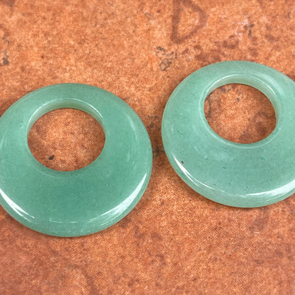Estate Genuine Jade Gemstone Round Disc Earring Charms 35mm