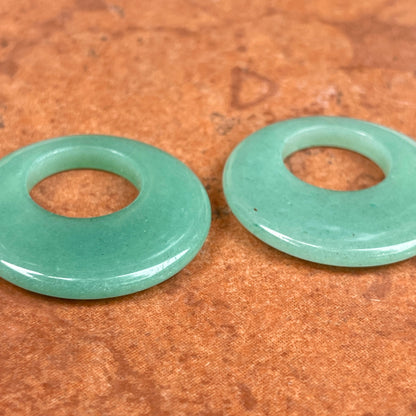 Estate Genuine Jade Gemstone Round Disc Earring Charms 35mm