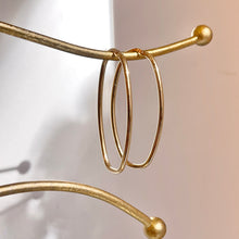 Load image into Gallery viewer, 14KT Yellow Gold Squared Oval Tube Hoop Earrings 48mm