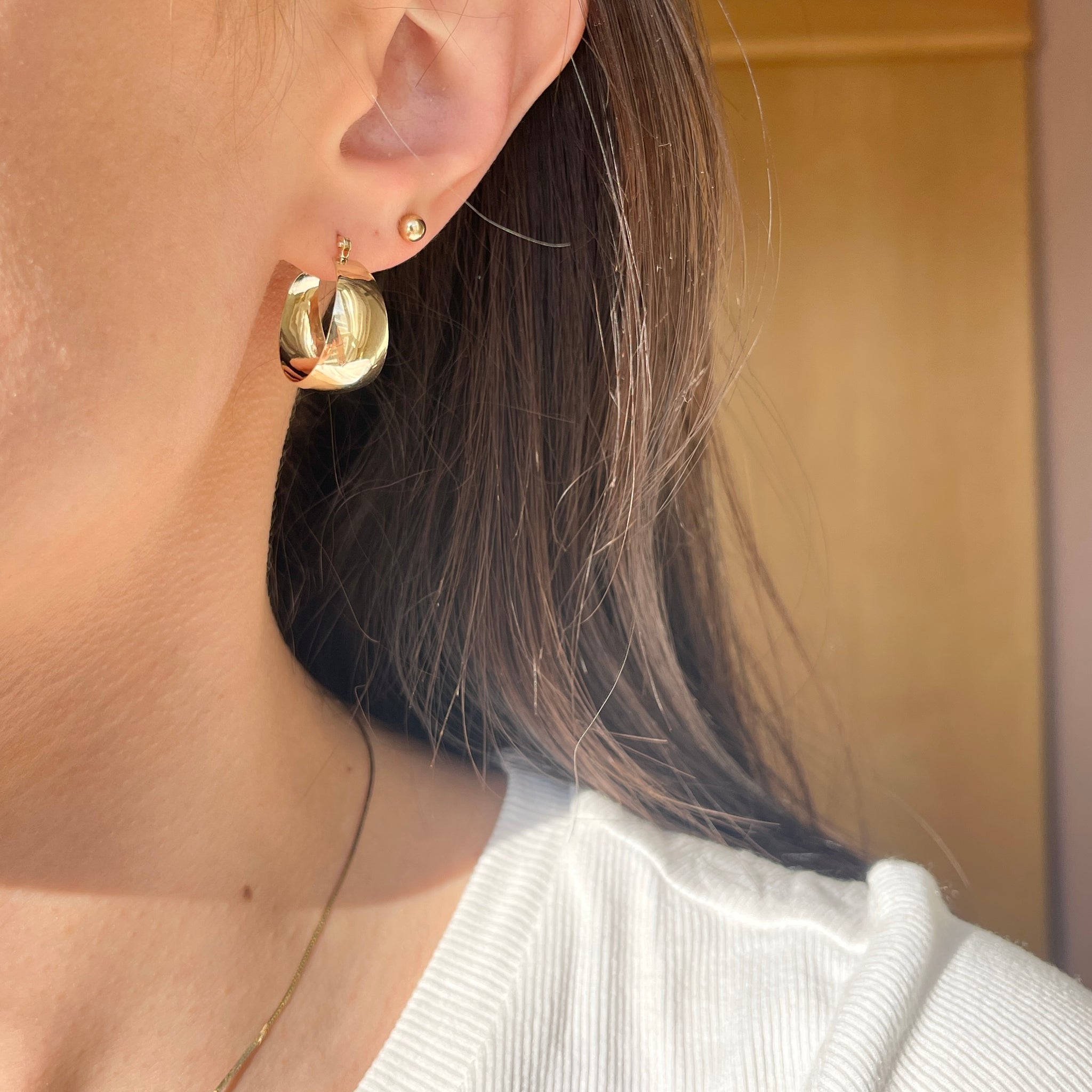 Textured Metal Small Hoop Earrings - A New Day™ Gold