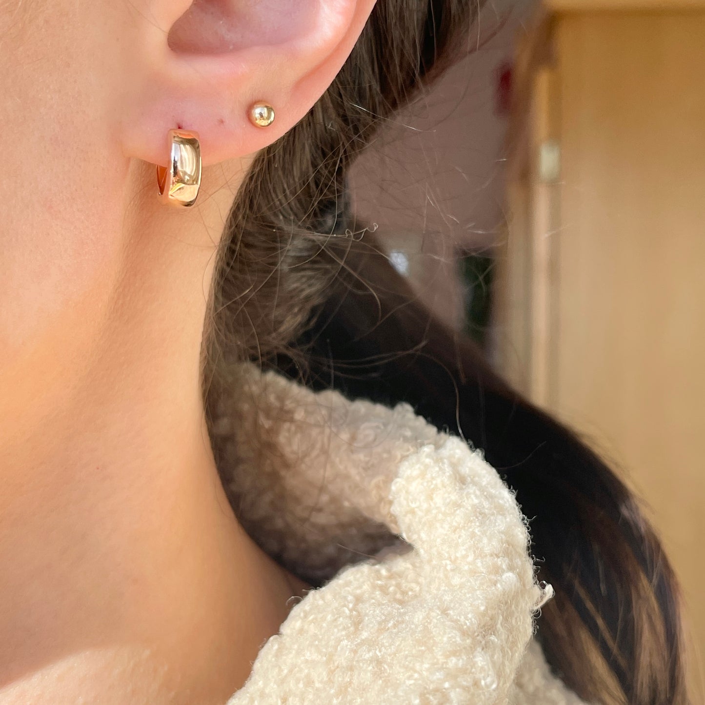 14KT Rose Gold Polished 5mm Hinged Huggie Hoop Earrings 15mm