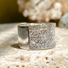 Load image into Gallery viewer, Sterling Silver Micro-Pave CZ Vintage-Inspired Cigar Band Ring, Sterling Silver Micro-Pave CZ Vintage-Inspired Cigar Band Ring - Legacy Saint Jewelry
