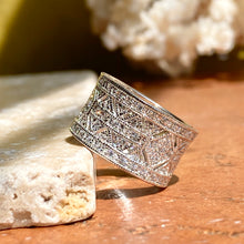 Load image into Gallery viewer, Sterling Silver Micro-Pave CZ Vintage-Inspired Cigar Band Ring, Sterling Silver Micro-Pave CZ Vintage-Inspired Cigar Band Ring - Legacy Saint Jewelry