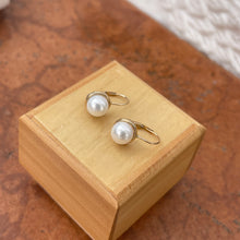 Load image into Gallery viewer, 14KT Yellow Gold + Freshwater White Pearl Drop Earrings - LSJ