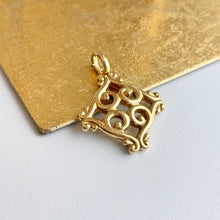 Load image into Gallery viewer, Estate 14KT Yellow Gold Byzantine Scroll Square Pendant Enhancer