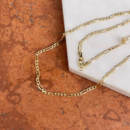 14KT Yellow Gold Figaro Chain Link Necklace 2.5mm