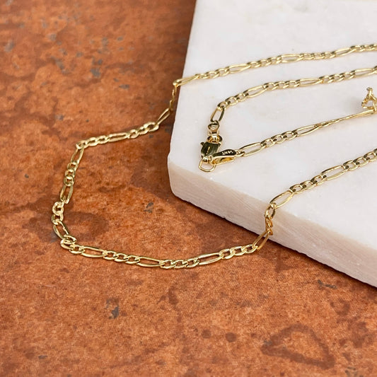 14KT Yellow Gold Figaro Chain Link Necklace 2.5mm