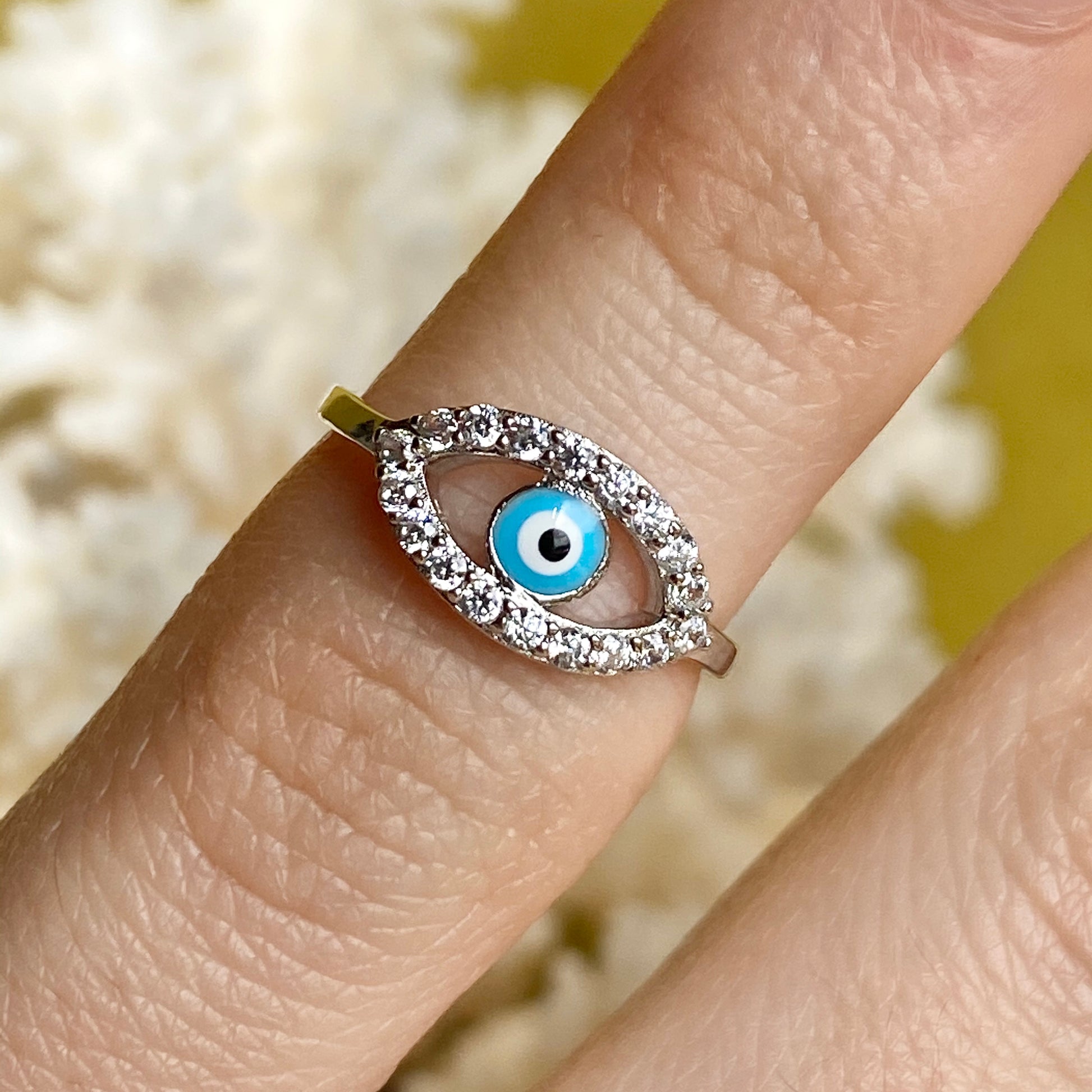 Sterling Silver + Blue Enamel Evil Eye CZ Stone Toe Ring, Sterling Silver + Blue Enamel Evil Eye CZ Stone Toe Ring - Legacy Saint Jewelry