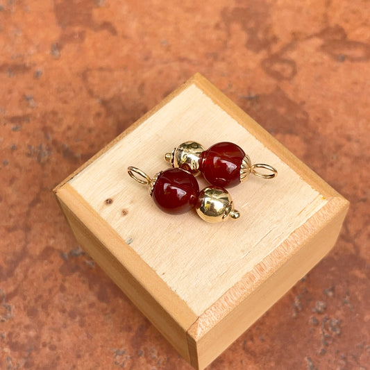 Estate 14KT Yellow Gold Carnelian Double Ball Earring Charms