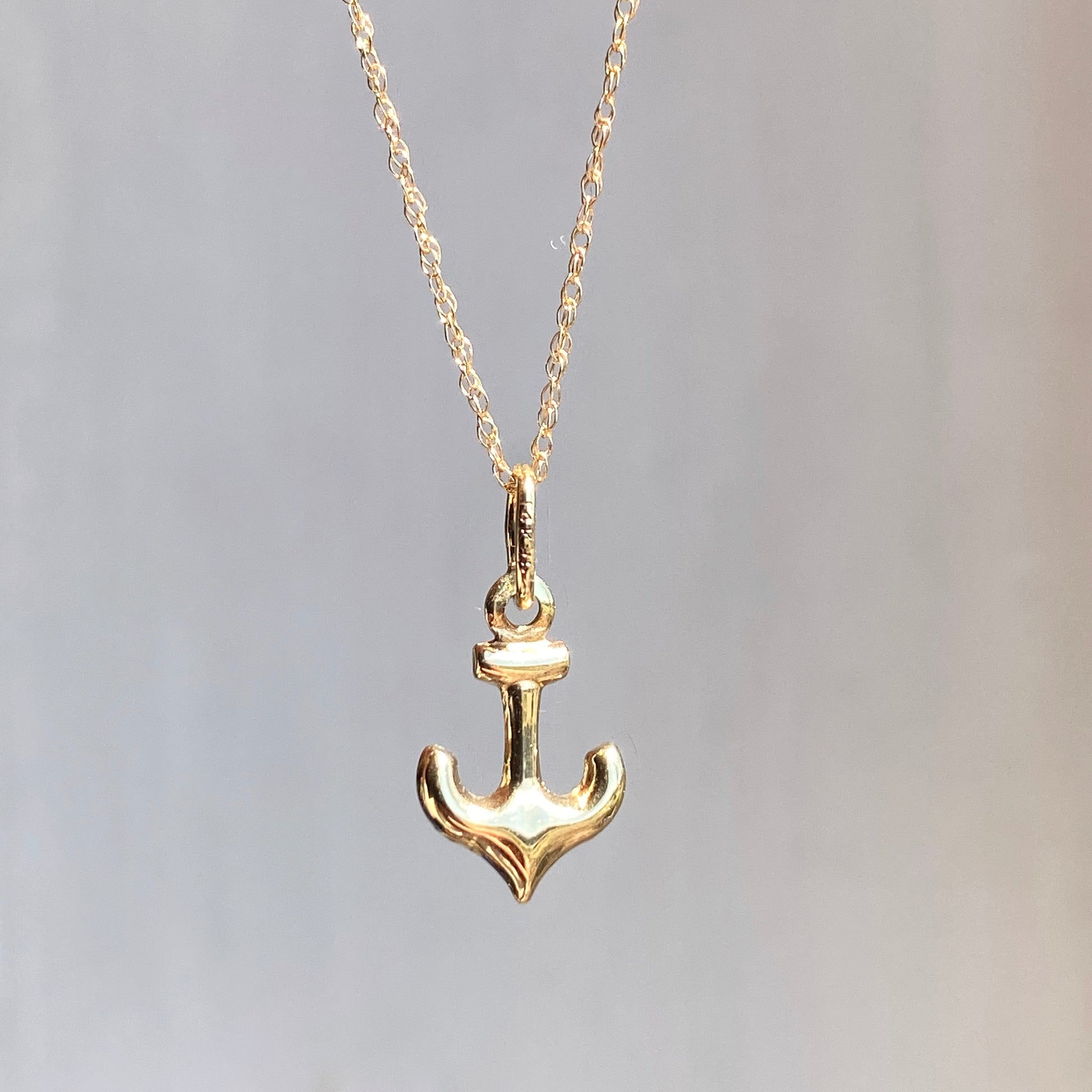 14KT Yellow Gold Mini 3D Anchor of Hope Pendant Chain Necklace, 14KT Yellow Gold Mini 3D Anchor of Hope Pendant Chain Necklace - Legacy Saint Jewelry