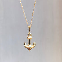 Load image into Gallery viewer, 14KT Yellow Gold Mini 3D Anchor of Hope Pendant Chain Necklace, 14KT Yellow Gold Mini 3D Anchor of Hope Pendant Chain Necklace - Legacy Saint Jewelry
