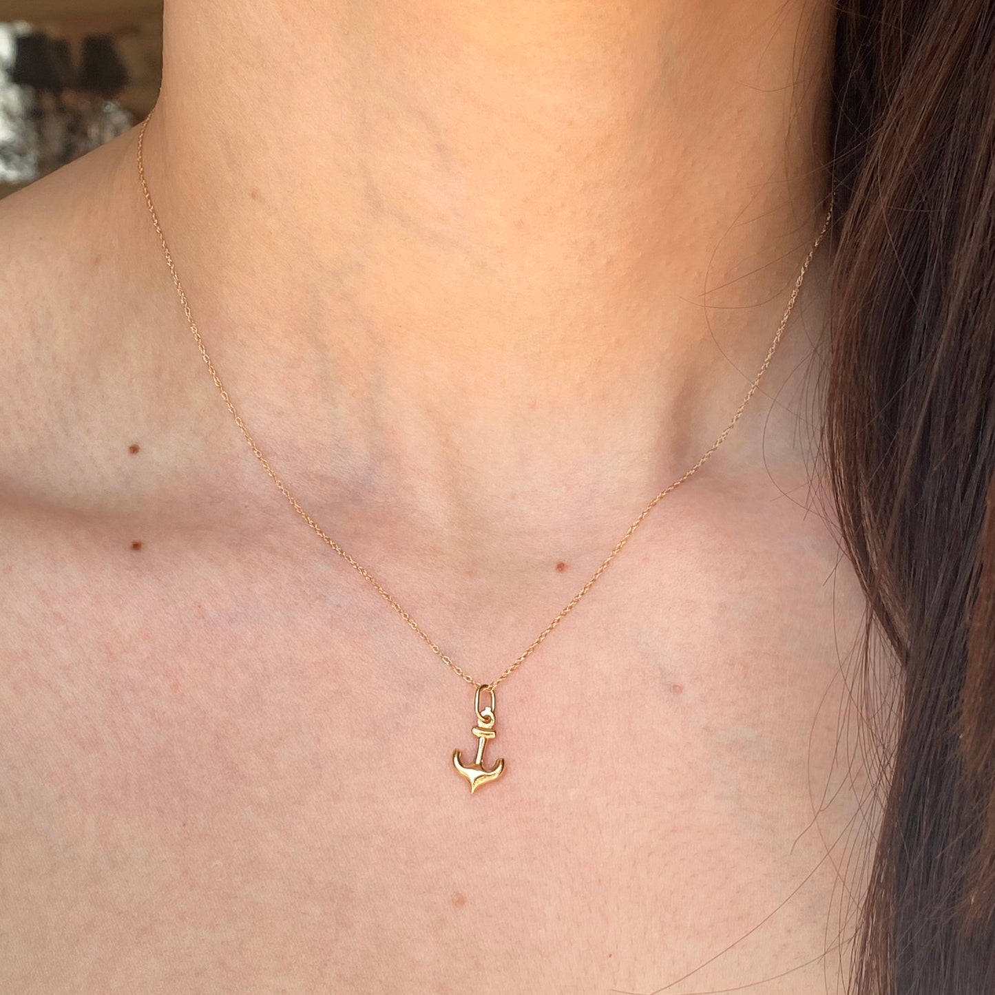 14KT Yellow Gold Mini 3D Anchor of Hope Pendant Chain Necklace, 14KT Yellow Gold Mini 3D Anchor of Hope Pendant Chain Necklace - Legacy Saint Jewelry