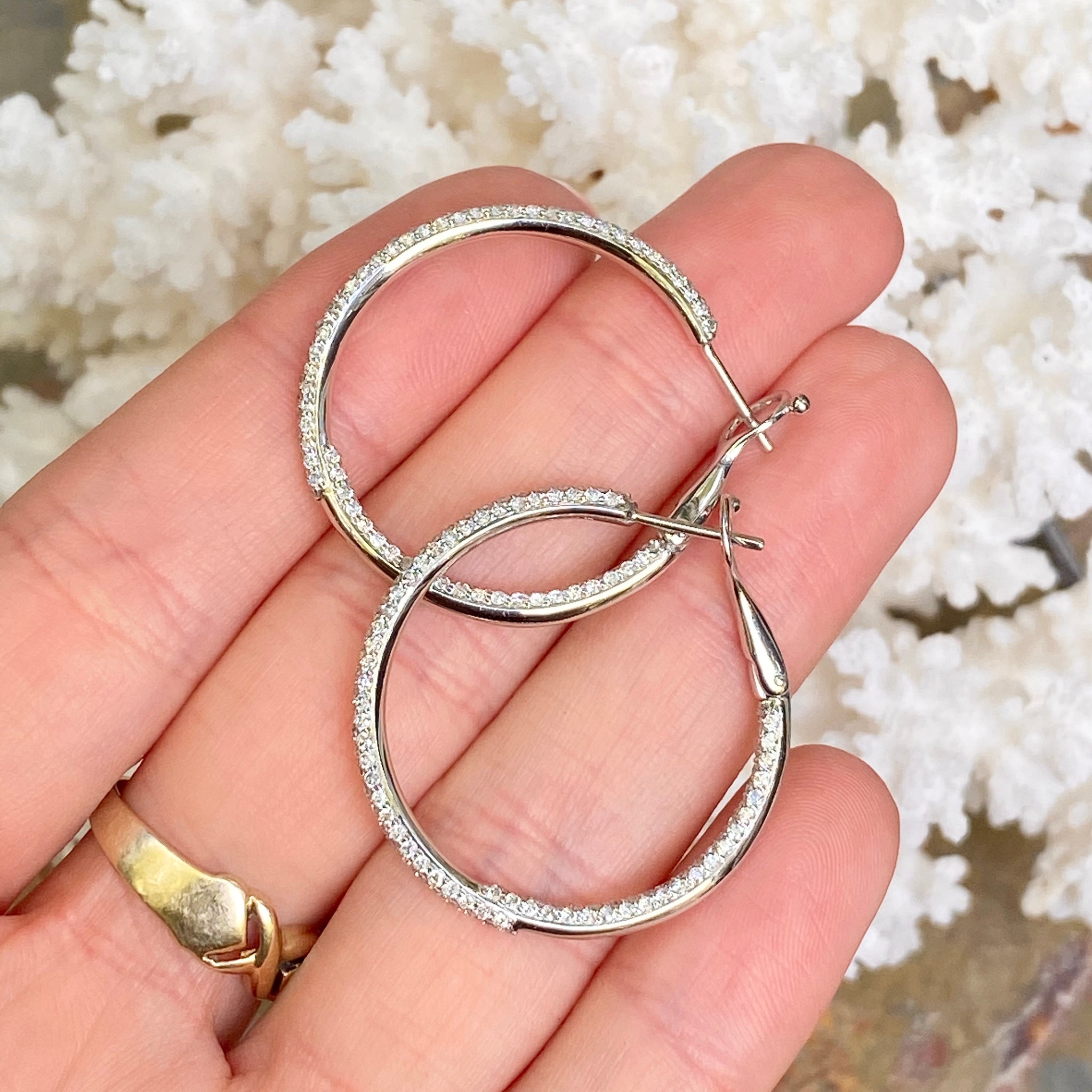 White Gold and Diamond Hoop Earrings