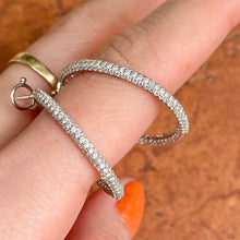 Load image into Gallery viewer, 14KT White Gold 2 CT Pave Diamond Inside Outside Hoop Earrings 29mm