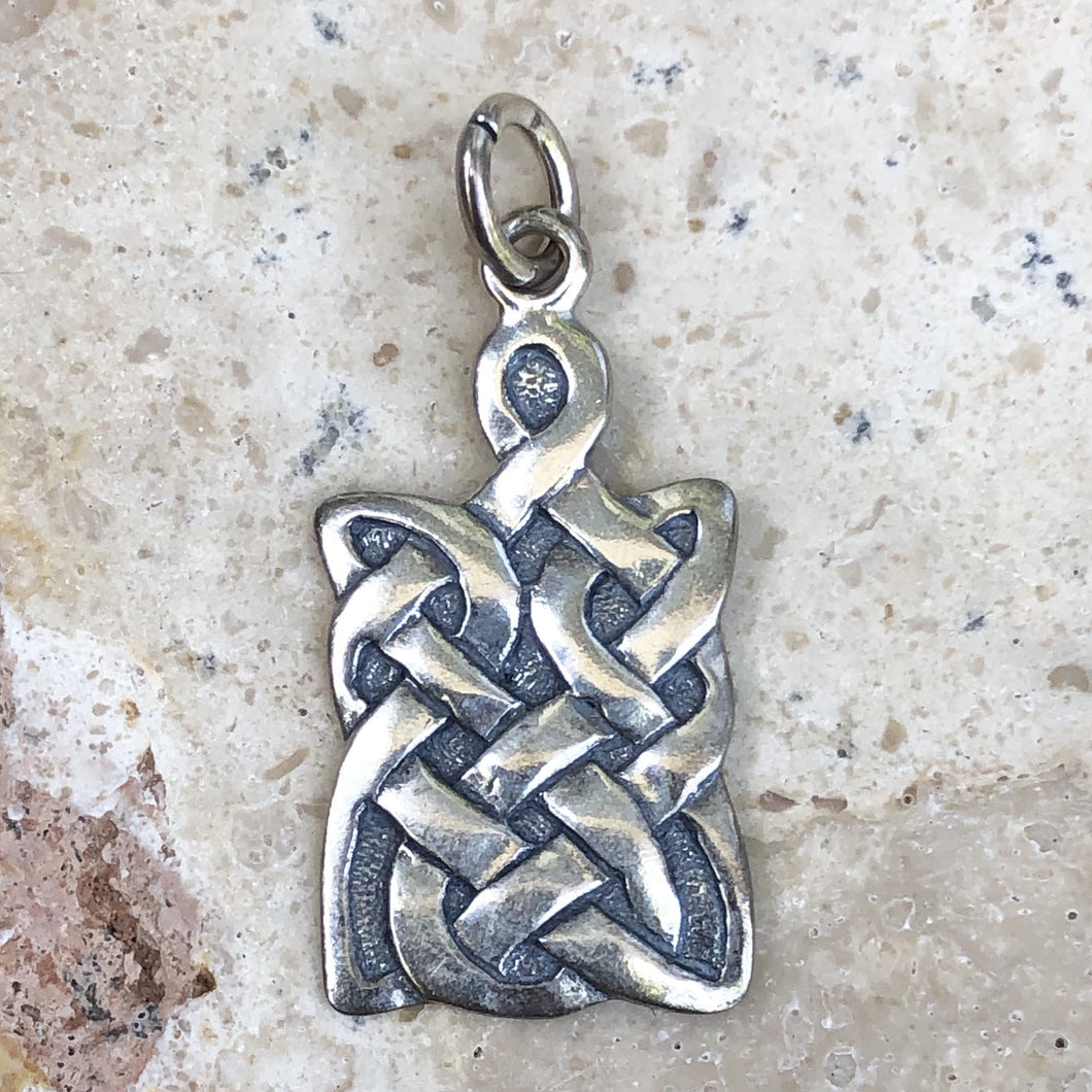 Sterling Silver Antiqued Rectangle Celtic Pendant Charm, Sterling Silver Antiqued Rectangle Celtic Pendant Charm - Legacy Saint Jewelry