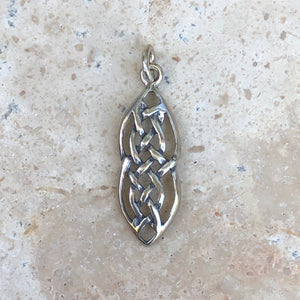 Sterling Silver Ovalish Celtic Knot Pendant Charm, Sterling Silver Ovalish Celtic Knot Pendant Charm - Legacy Saint Jewelry