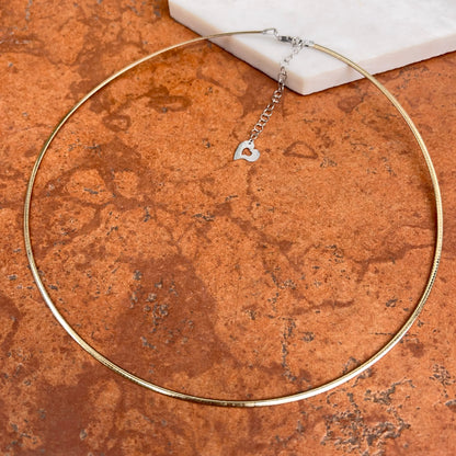 14KT Yellow Gold + White Gold Reversible 2mm Domed Omega Chain Necklace