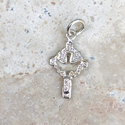 Sterling Silver Cross Dove Pendant Charm, Sterling Silver Cross Dove Pendant Charm - Legacy Saint Jewelry