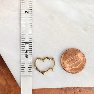 10KT Yellow Gold Small Open Heart Hoop Earrings 16mm