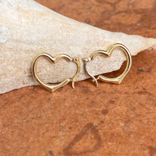Load image into Gallery viewer, 10KT Yellow Gold Small Open Heart Hoop Earrings 16mm