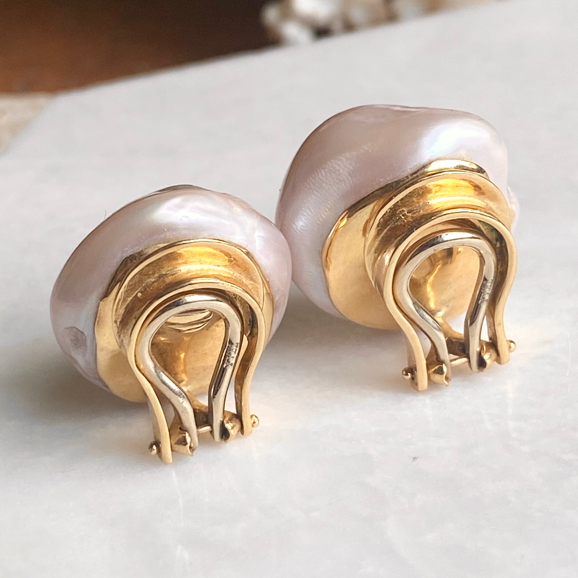 14K Yellow Gold and Pearl Screw Back Earrings | Jewelry | Old Silver and Gold