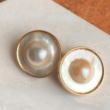 Load image into Gallery viewer, Estate 14KT Yellow Gold Blister Mabe Pink Pearl Clip-On Round Earrings, Estate 14KT Yellow Gold Blister Mabe Pink Pearl Clip-On Round Earrings - Legacy Saint Jewelry