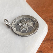 Load image into Gallery viewer, Sterling Silver Antiqued Saint Luke Medium Round Medal Pendant Charm, Sterling Silver Antiqued Saint Luke Medium Round Medal Pendant Charm - Legacy Saint Jewelry