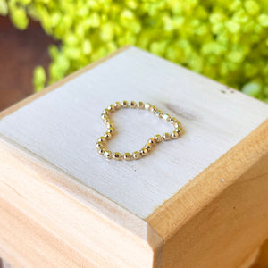 14KT Yellow Gold Diamond-Cut Beaded Flexible Ring