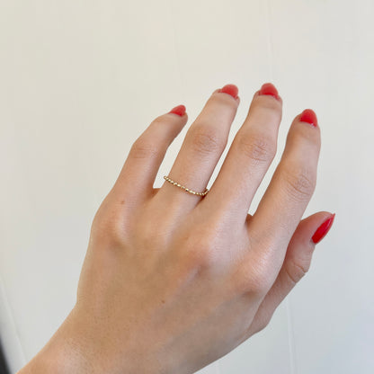14KT Yellow Gold Diamond-Cut Beaded Flexible Ring