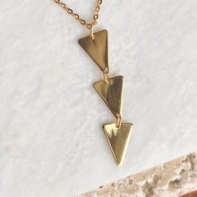 Load image into Gallery viewer, 14KT Yellow Gold Geometric Triangles Lariat Chain Necklace, 14KT Yellow Gold Geometric Triangles Lariat Chain Necklace - Legacy Saint Jewelry