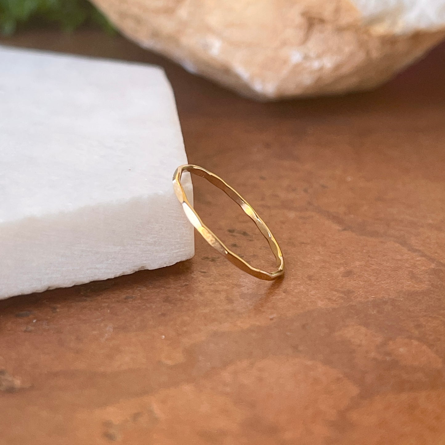 14KT Yellow Gold Faceted Thin Stacking Ring