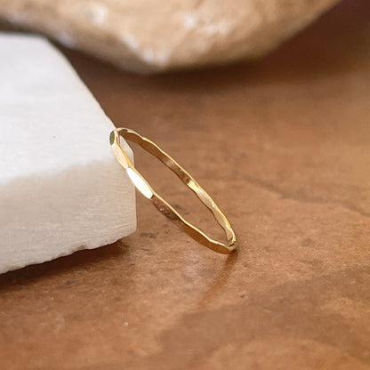 14KT Yellow Gold Faceted Thin Stacking Ring