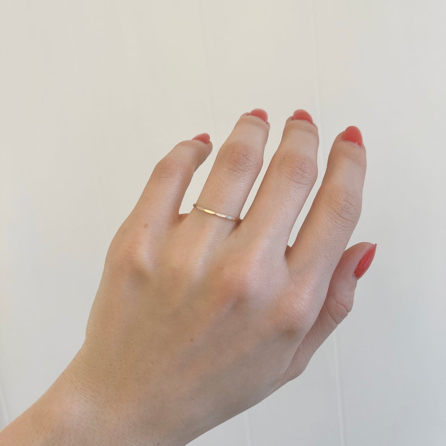 14KT Yellow Gold Faceted Thin Stacking Ring