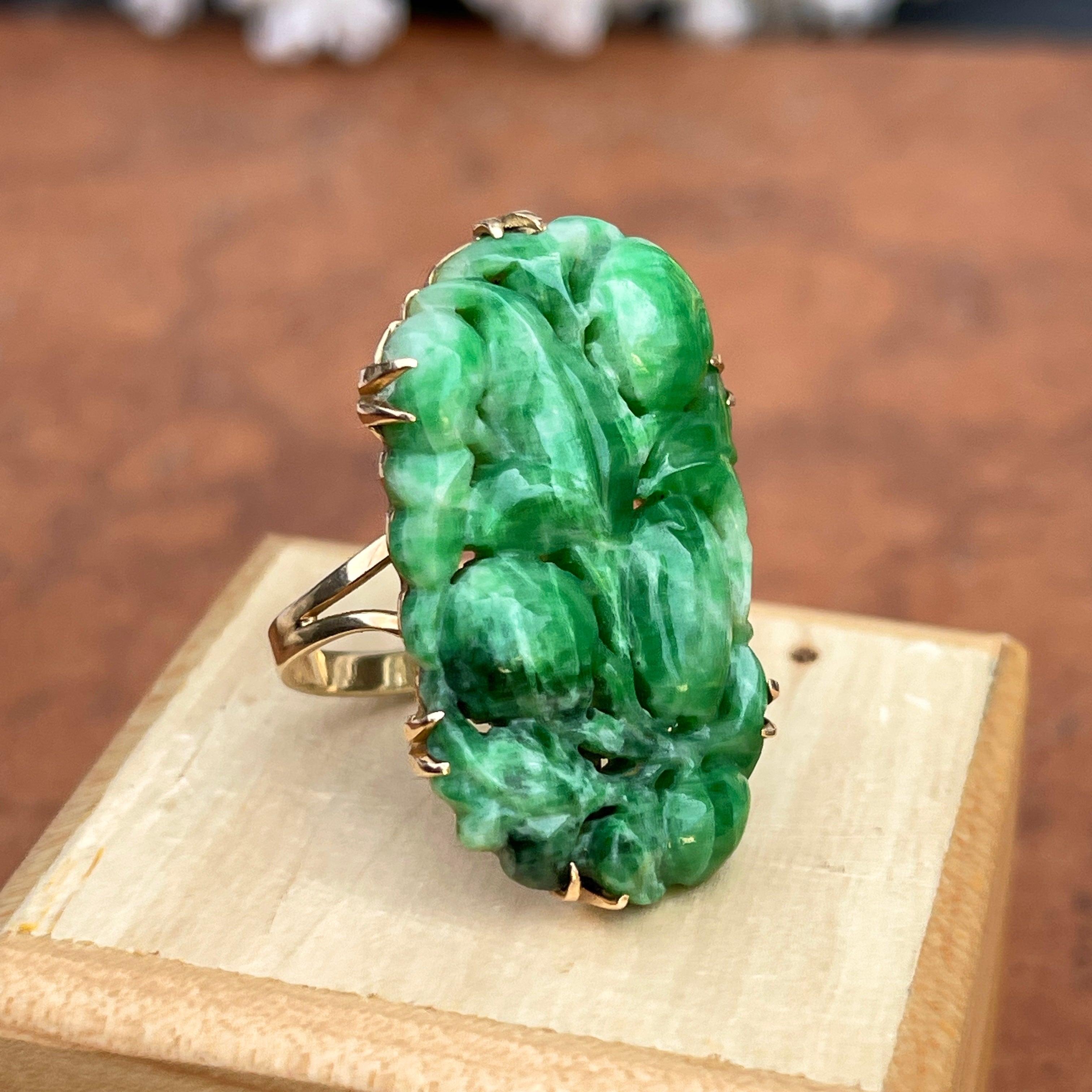 Modernist Jade Cocktail Ring - Ruby Lane