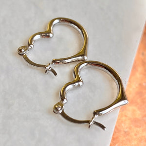 Sterling Silver Small Polished Heart Hoop Earrings 16mm, Sterling Silver Small Polished Heart Hoop Earrings 16mm - Legacy Saint Jewelry