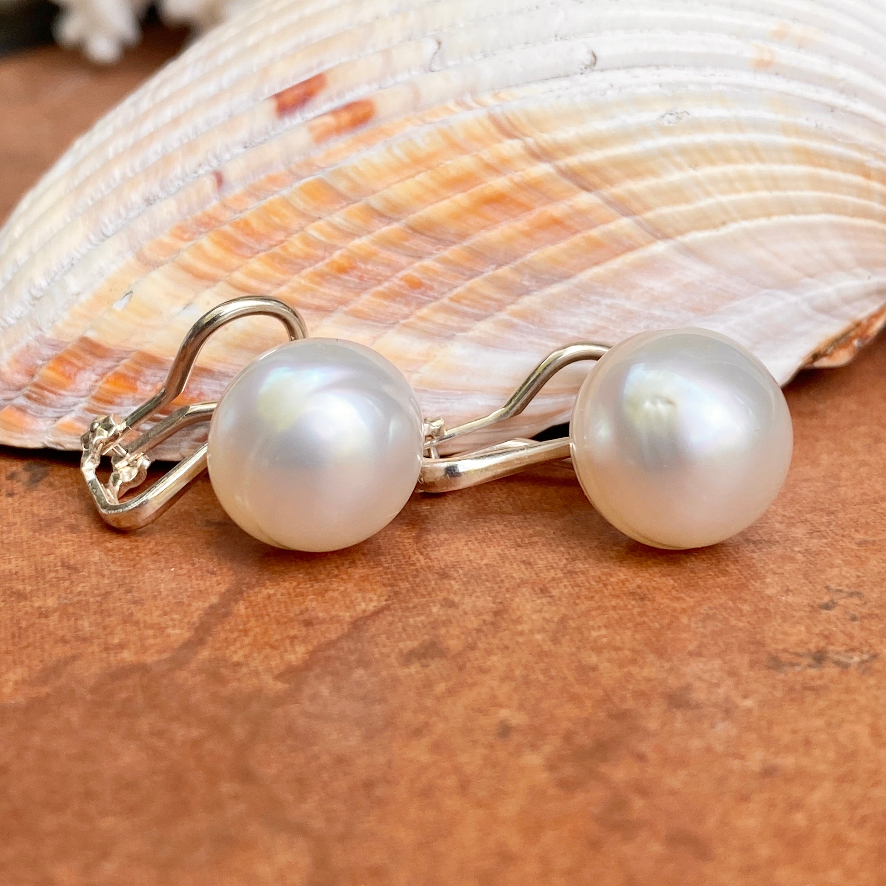 Sterling Silver 11mm Paspaley South Sea Pearl Clip On Stud Earrings LSJ