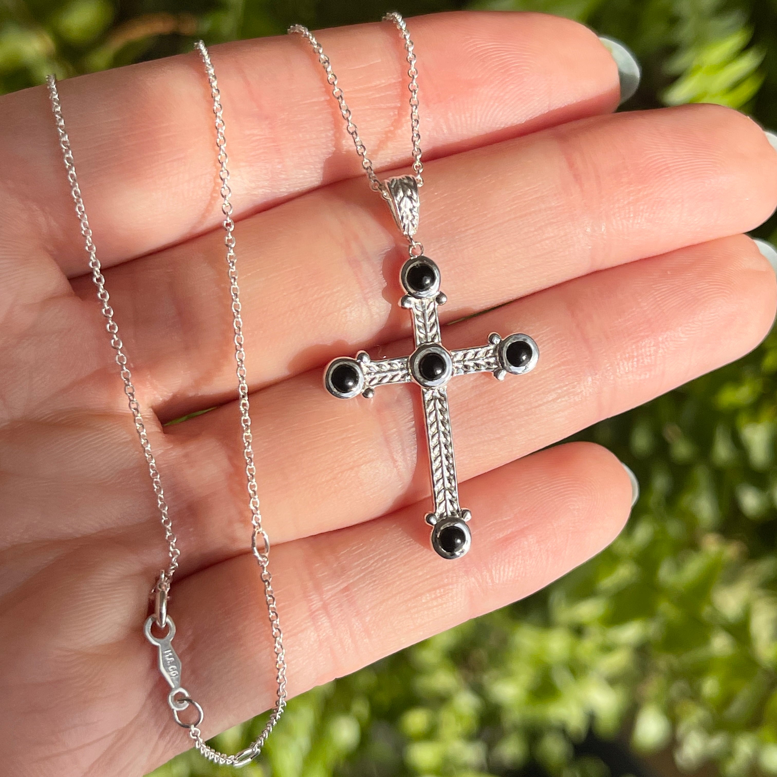 Black, Onyx, Cross, Pendant Necklace, in Sterling Silver, Cameo Pendant  Necklace - Etsy