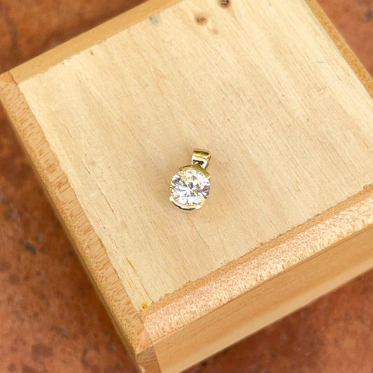 14KT Yellow Gold Half-Bezel Round .50 CT Cubic Zirconia Pendant Slide