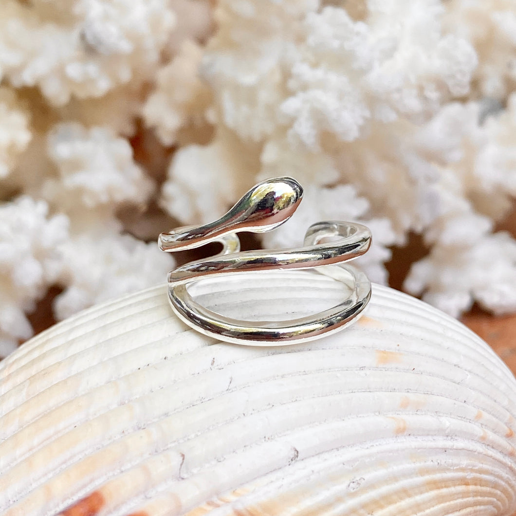 Sterling Silver Polished Snake Bypass Adjustable Ring
