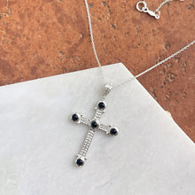 Load image into Gallery viewer, Sterling Silver Ornate Black Onyx Cross Pendant Necklace