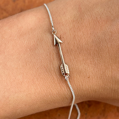 Sterling Silver Thin Chain Rose -Tone Arrow Anklet