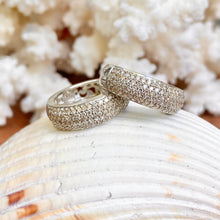 Load image into Gallery viewer, Estate 14KT White Gold 1.0 CT Pave Diamond Hoop Earrings