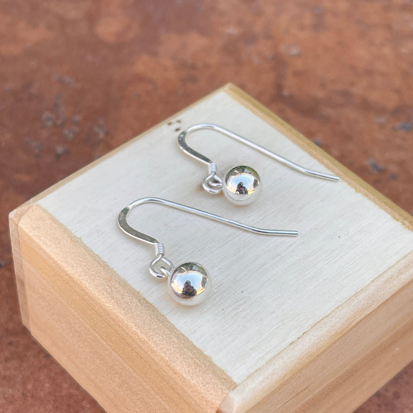 Sterling Silver Polished 6mm Round Ball Hook Earrings